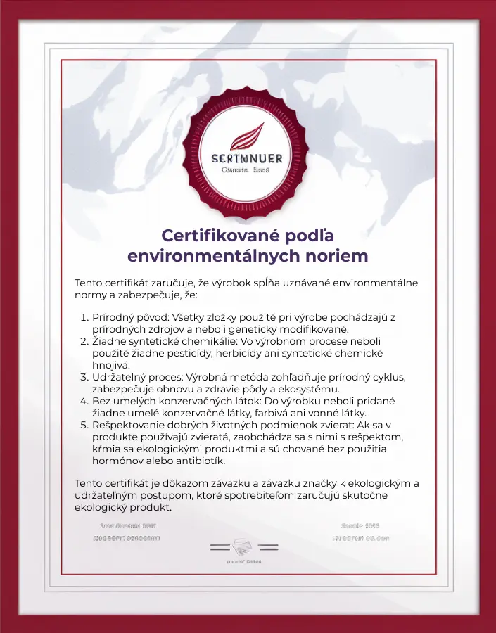 certifikát zhody s organickými štandardmi